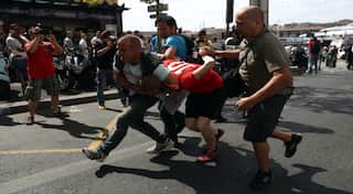 Never mind the warning, Russia and England fans go at it again
