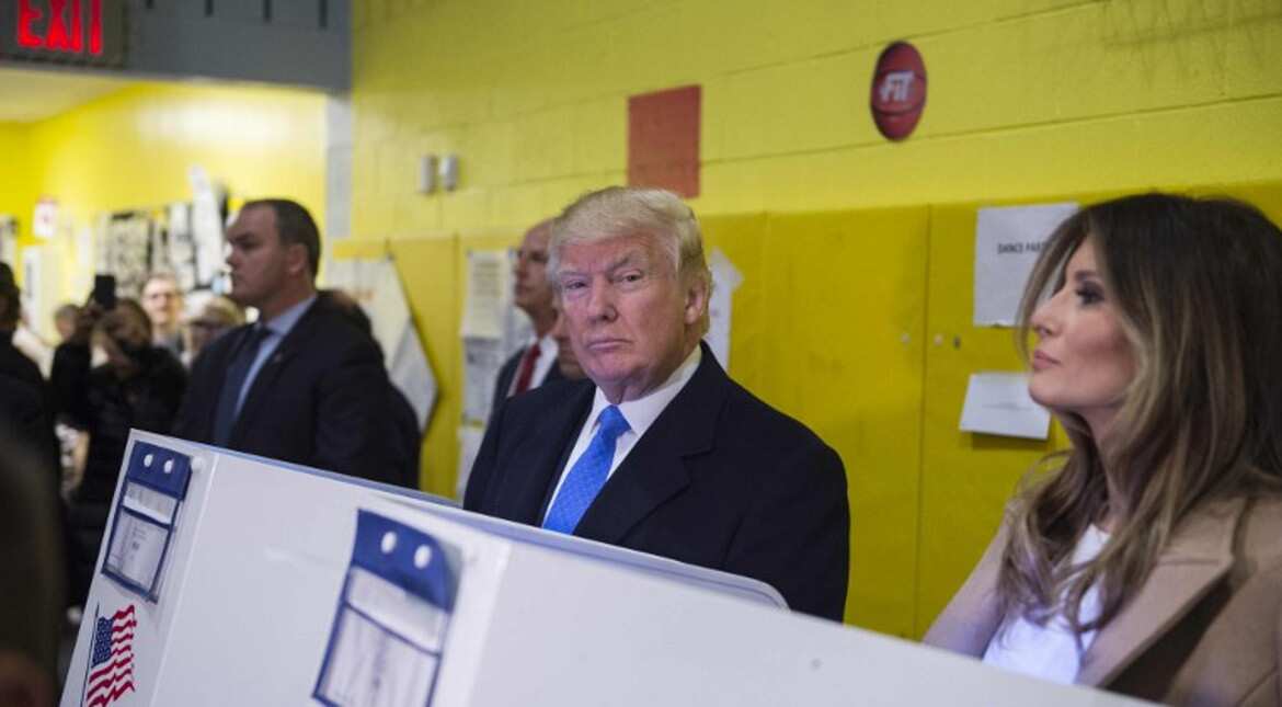 Donald Trump and his wife Melania cast their votes in New York.