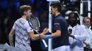 ATP Finals: Djokovic thrashes Goffin, picks row with umpire