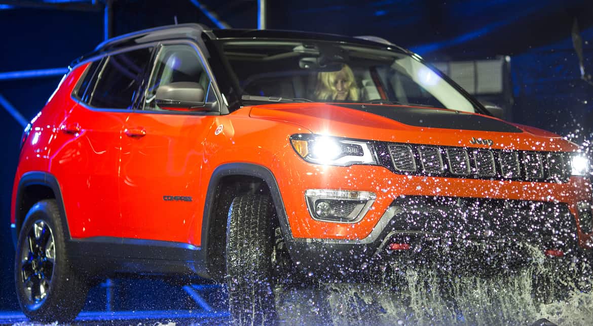 A Jeep Compass Trailhawk is presented during the ten-day Los Angeles Auto Show 2016.