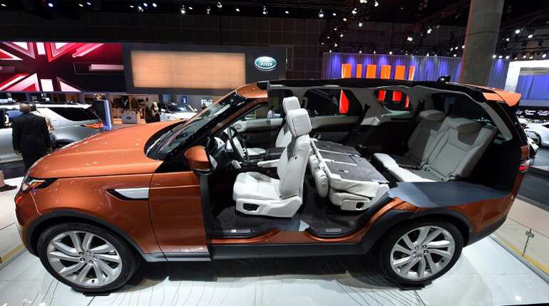 The 2017 Land Rover Discovery with up to seven full size seats is displayed at the Los Angeles Auto Show, in Los Angeles, California.