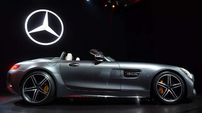 The 2017 Mercedes-AMG GT C Roadster is displayed at the Los Angeles Auto Show, in Los Angeles, California.