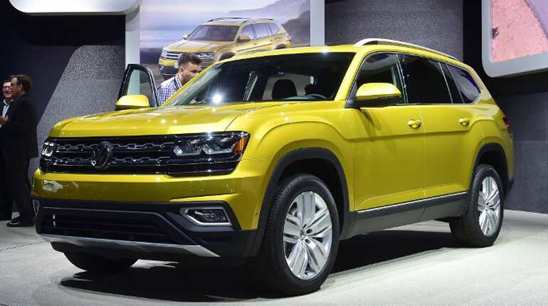Volkswagen's all-new 7-passenger Atlas is on display at the auto show.