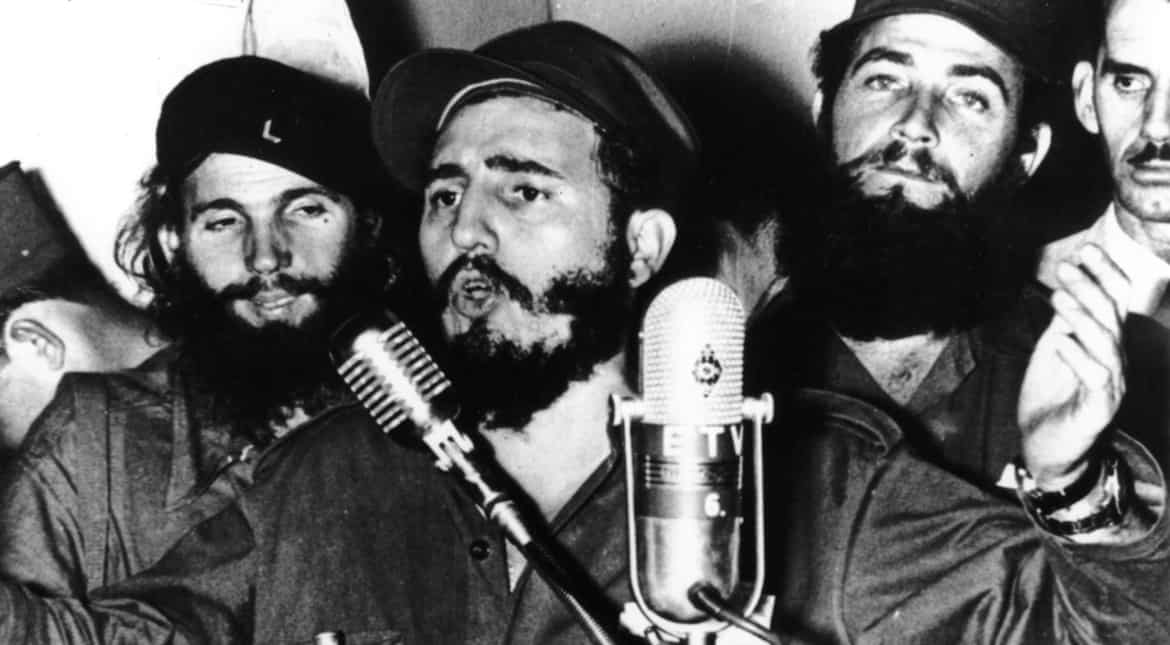 Cuban revolutionary Fidel Castro during an address in Cuba in 1959 after unpopular US-backed dictator Fulgencio Batista was forced to flee.