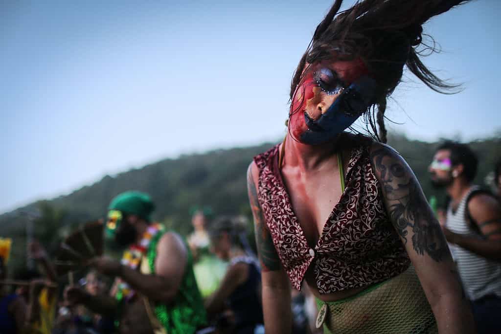 Musicians and dancers perform during the 2016 Honk! Rio Festival, a celebration of brass bands in Rio de Janeiro, Brazil