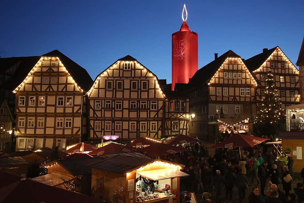 Annual Christmas Market in Schlitz, Germany which gets decorated every year keeping with a tradition that dates back centuries