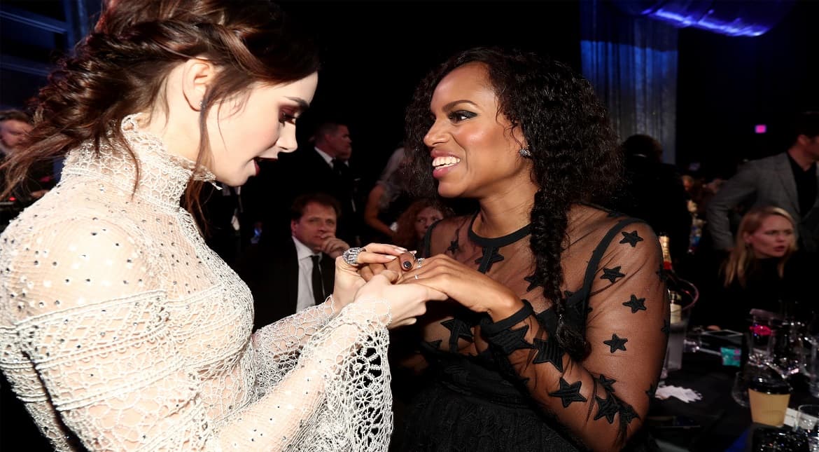 Actresses Lily Collins and Kerry Washington attend The 22nd Annual Critics'