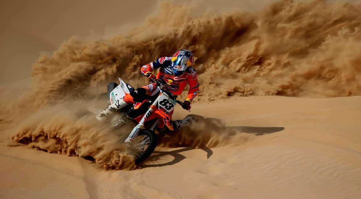 Sam Sunderland Red Bull Motorcycle Rally Rider in action during