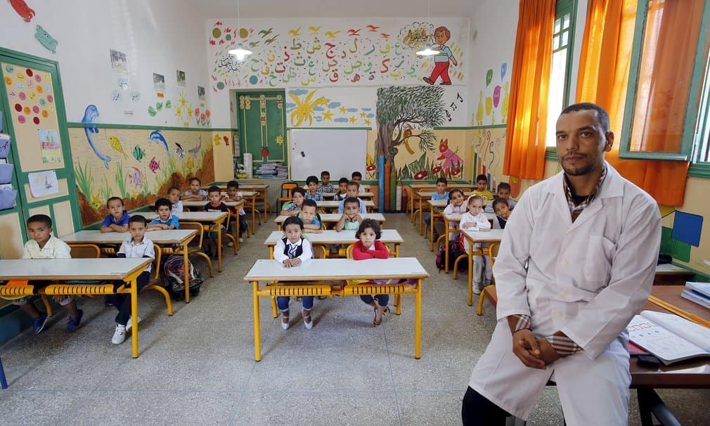 Rabat, MoroccoThe start of the new school year for teacher Moulay Ismael Lamrani and his class at Oudaya primary schoolPhotograph: Youssef Boudlal