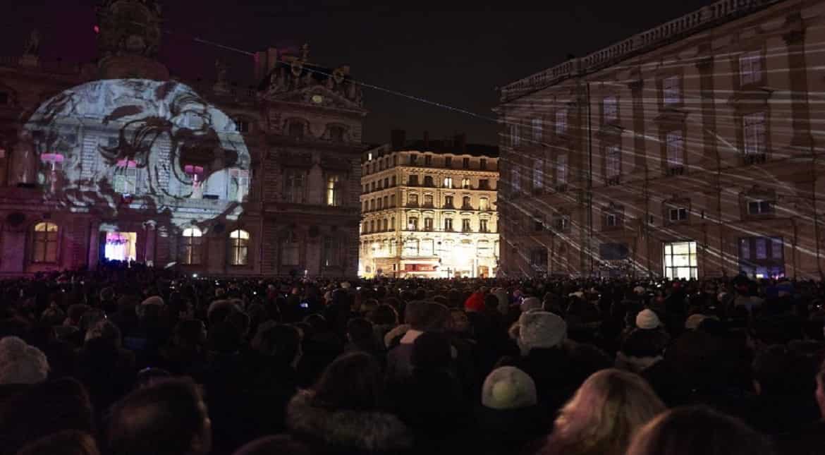 Buildings are illuminated in Lyon, France during the 18th edition of the Festival of Lights