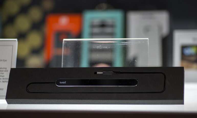 The Tobii Dynvox PCEye mini featuring IS4 Eye Tracker is shown at the event.