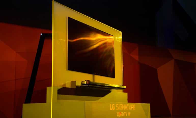 The LG Signature OLED TV W is presented at the LG press conference.