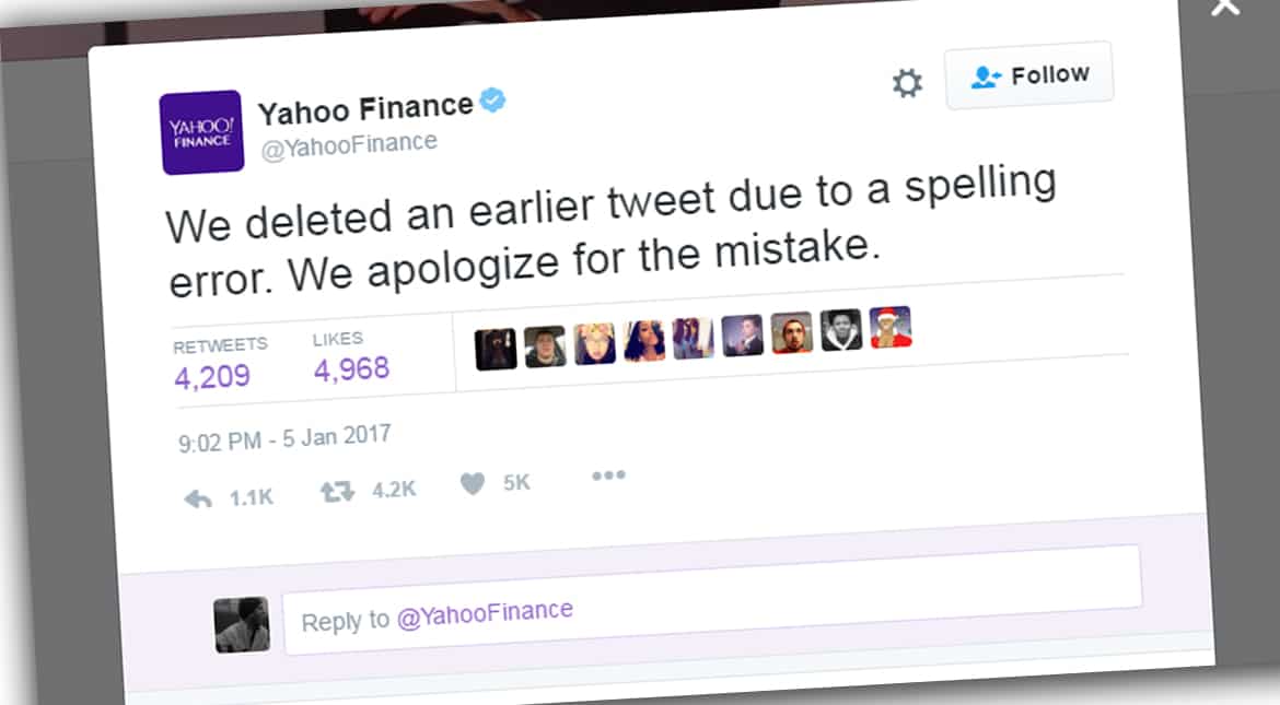 Twitterati troll Yahoo Finance for making racist typo in tweet Twitterati troll Yahoo Finance for making racist typo in tweet