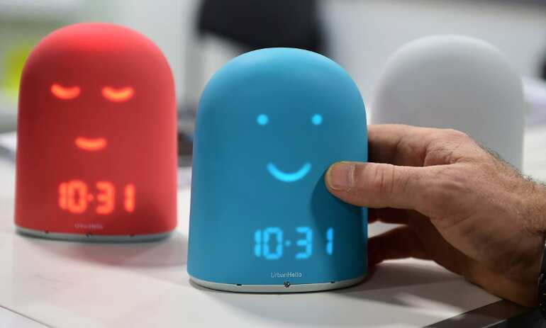 UrbanHello Remi, the smart alarm clock for kids, which offers a night tracker, a sleep trainier and a storyteller, is on display.