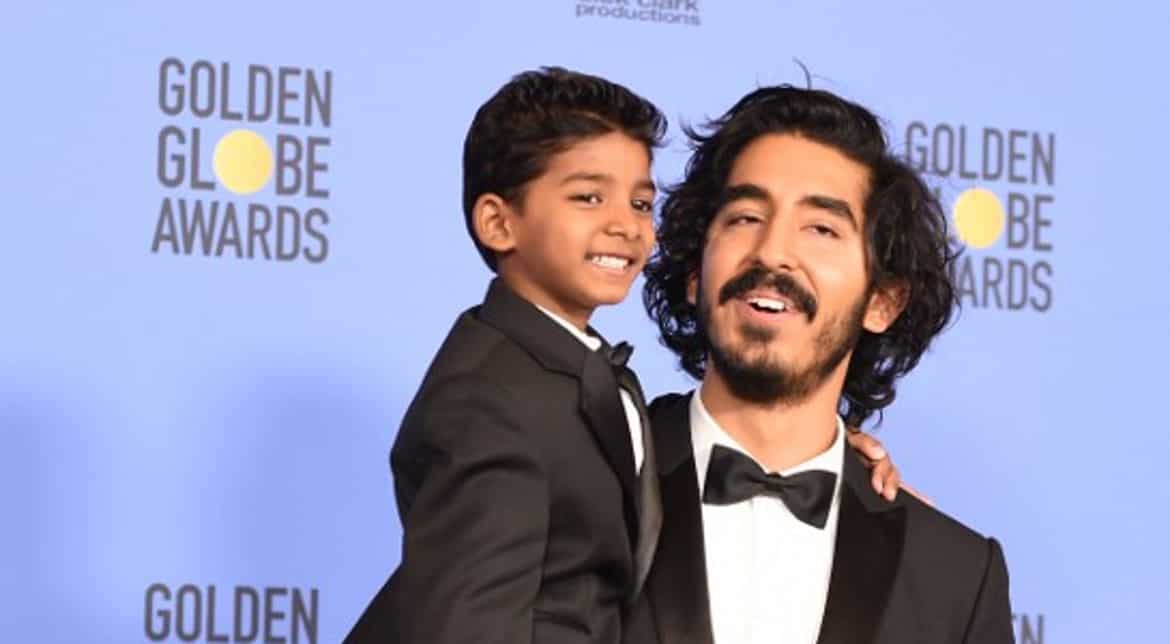 Dev Patel posed for a picture with eight-year-old Sunny Pawar, his co-star from 'Lion' which was nominated for the best drama motion picture.