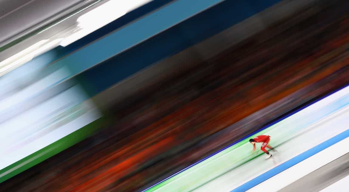 Sindre Henriksen of Norway competes in the 1500m Men Allround Race on Day Three of the ISU European