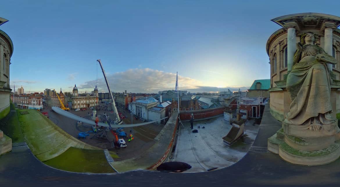 Blade, a 250ft-long (75m) wind turbine, The first blade by made by workers at the Siemens factory
