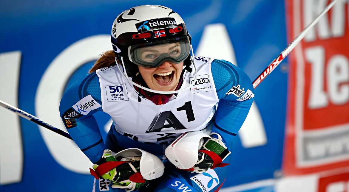 Nina Loeseth of Norway takes second place during the Audi FIS Alpine Ski World Cup Women's Slalom in Flachau, Austria.