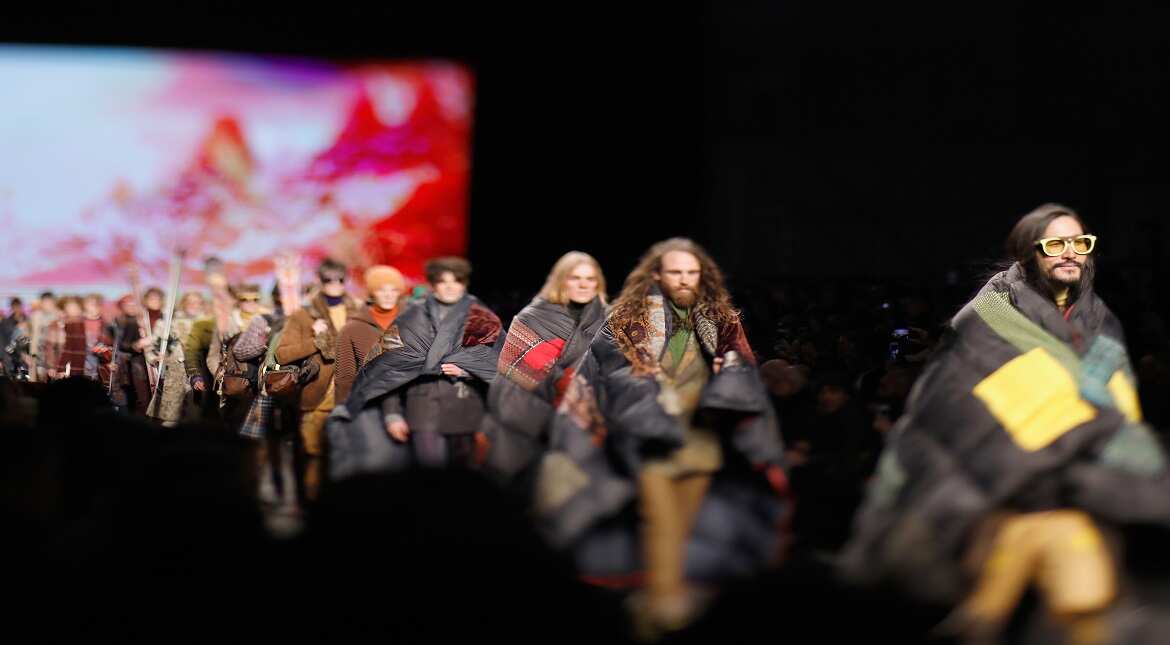 Models walk the runway at the Etro show during Milan Men's Fashion Week Fall/Winter 2017/18 in Milan, Italy.