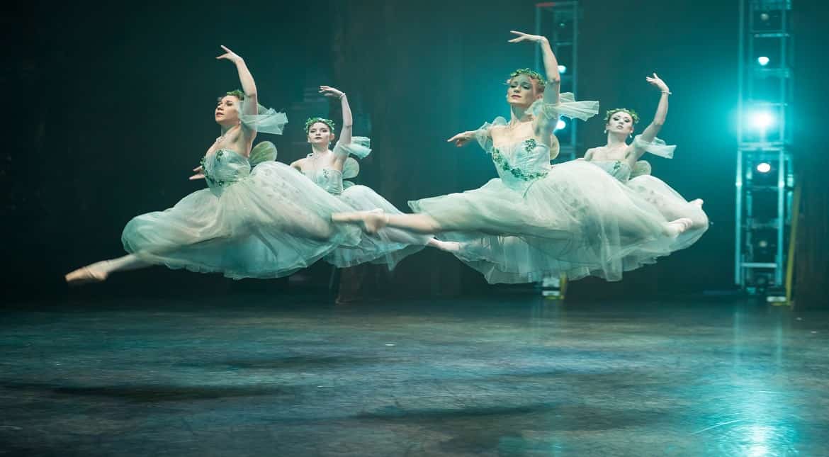 Dancers of the English National Ballet perform 'Giselle' on stage at the Coliseum in London, England.