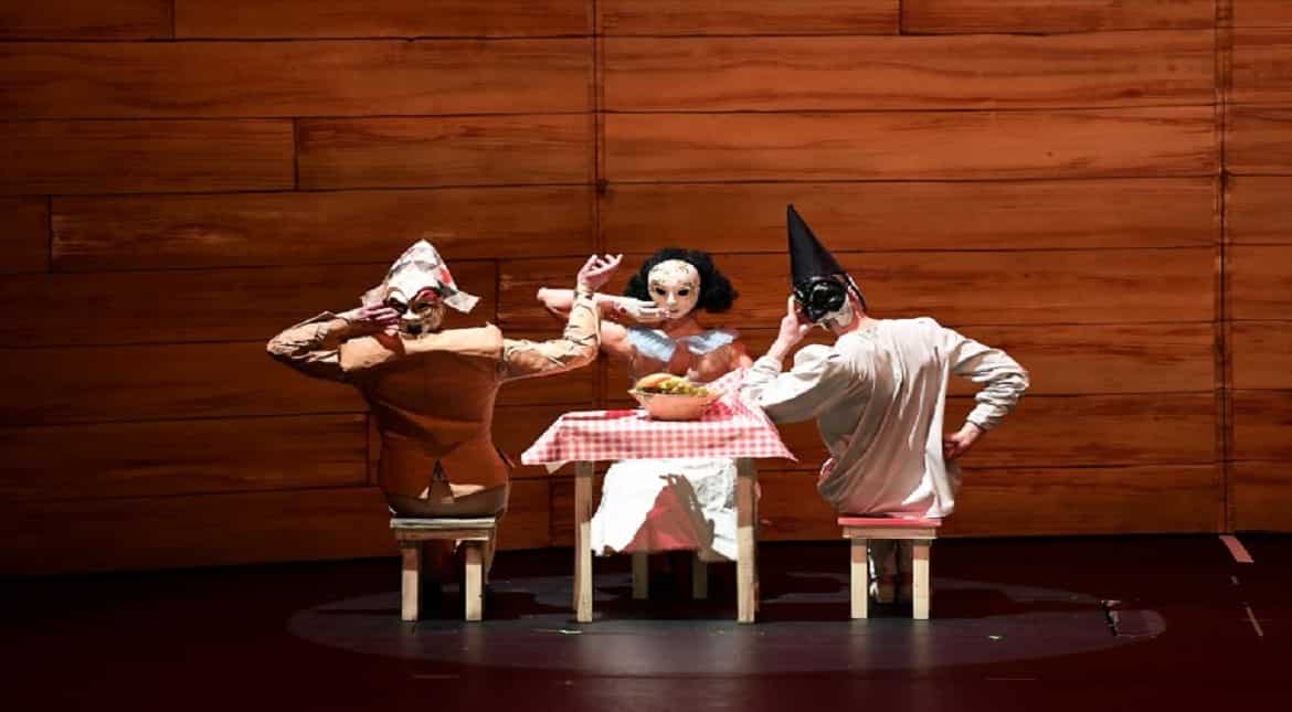 Dancers of the Yvette Bozsik Company perform on the stage of the Arts Palace in Budapest during a reharsal of a "Pinocchio" dance tale-story.