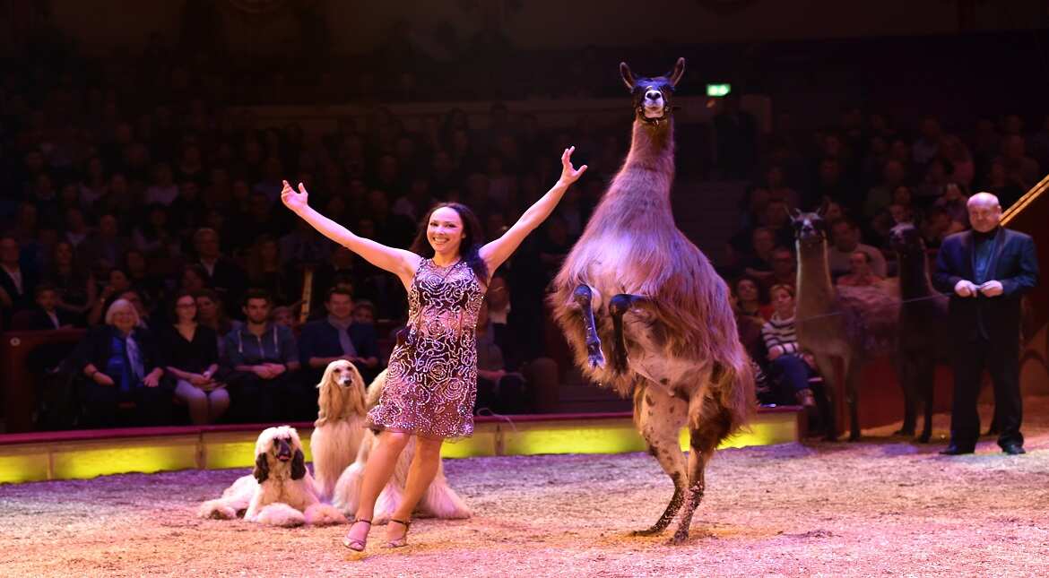 Julia Tschakanova during the premiere of 'Tierisch gut' at Circus Krone in Munich, Germany.