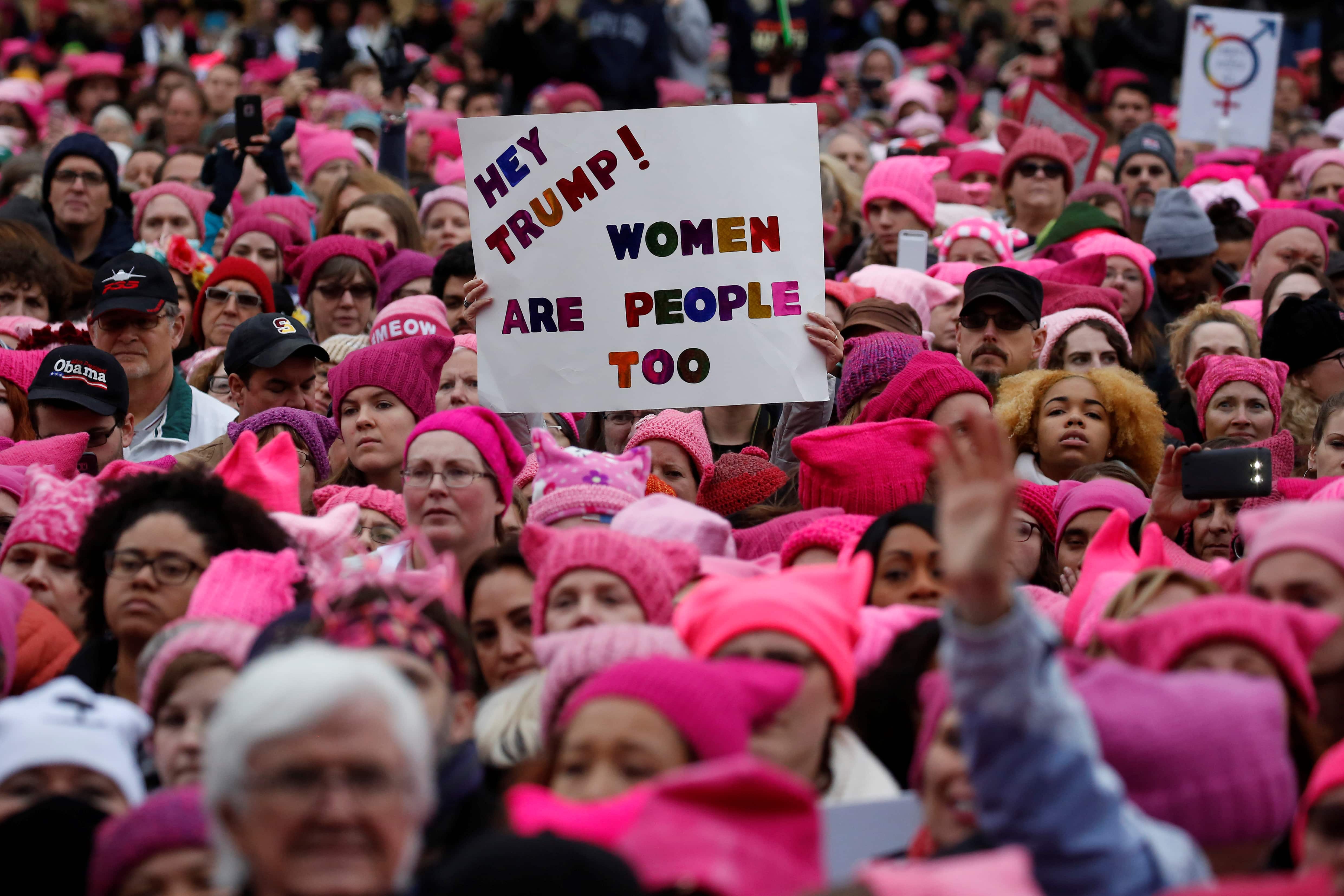 Huge crowds gathered in Washington, Chicago, New York and Boston with hundreds of sister marches taking place across the United States.