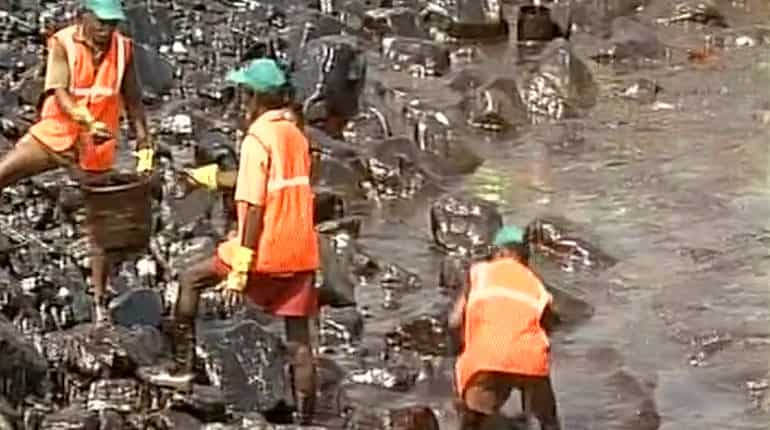 Chennai oil spill: 60 out of 80 tonnes cleared from shores Chennai oil spill: 60 out of 80 tonnes cleared from shores