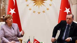 Germany's Angela Merkel insists on protecting freedom of expression in meeting with Turkish President Erdogan