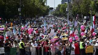 Tens of thousands protest against Trump in Mexico