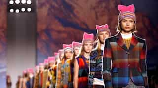 Missoni talks politics with pink cat-eared hats at Milan show