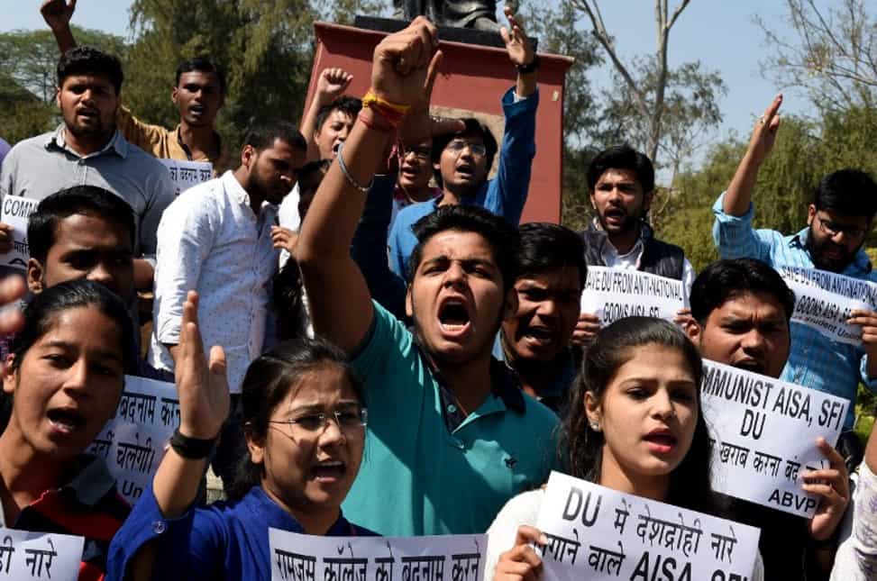 Delhi University: Over 1,000 students march in protest against ABVP Delhi University: Over 1,000 students march in protest against ABVP
