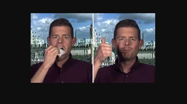 Author eats his book on live TV after incorrect UK poll prediction Author eats his book on live TV after incorrect UK poll prediction