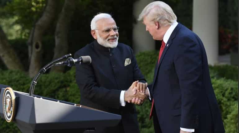 Modi and Trump shake hands