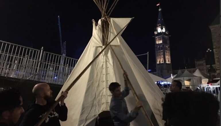 Days before Canada's 150th anniversary, police arrest, release 9 erecting Indigenous ceremonial teepee