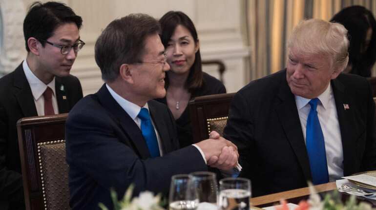 Trump and South Korean President Moon Jae-In hold talks on North Korea policy