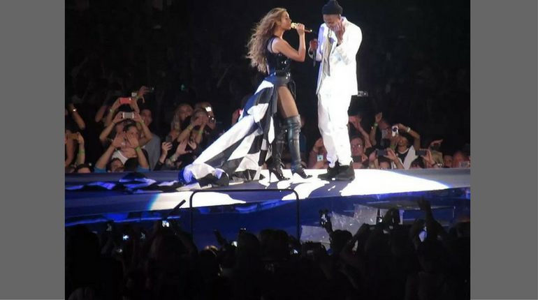 Beyonc? and Jay-Z performing at Safeco Field in Seattle, Washington During Their co-headlining "On the Run Tour", on July 31, 2014.
