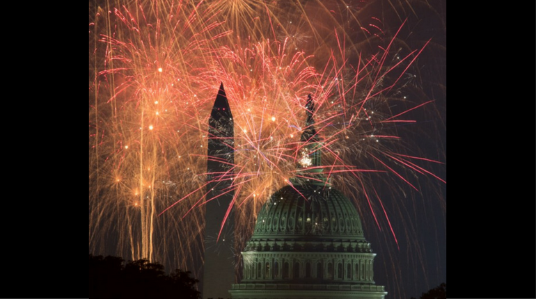 Fireworks explode for the celebration