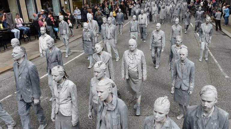 Zombies gather in Hamburg to protest the G20 summit