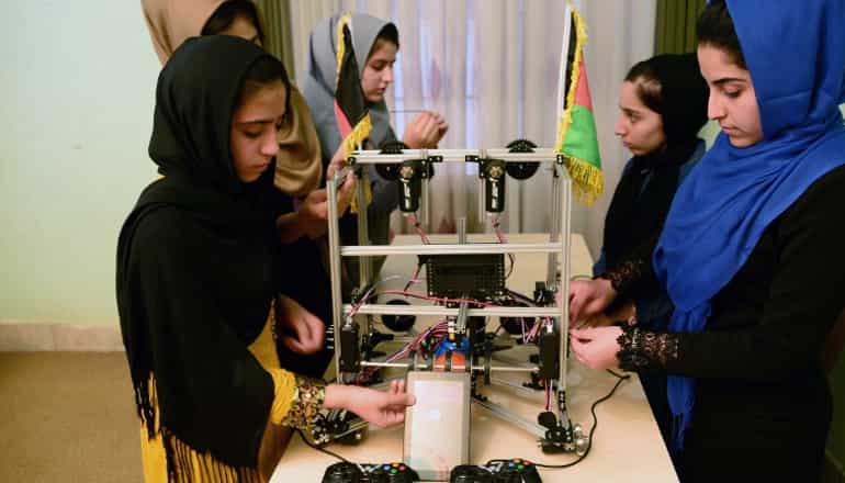 Watch: Afghanistan's all-girl robotics team lands in DC after visas denied twice Watch: Afghanistan's all-girl robotics team lands in DC after visas denied twice