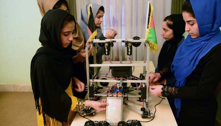 Watch: Afghanistan's all-girl robotics team lands in DC after visas denied twice