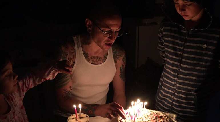 Chester Bennington with his children