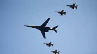 Japanese fighters conducted air drills with US B-1B bombers on Tuesday