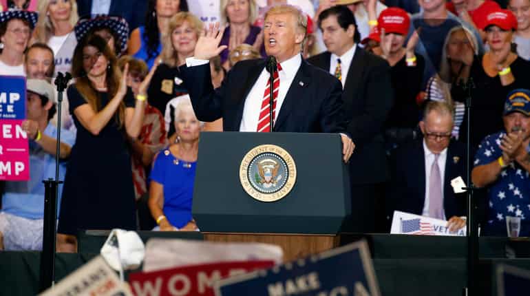 Trump defends response to Charlottesville violence at Arizona rally