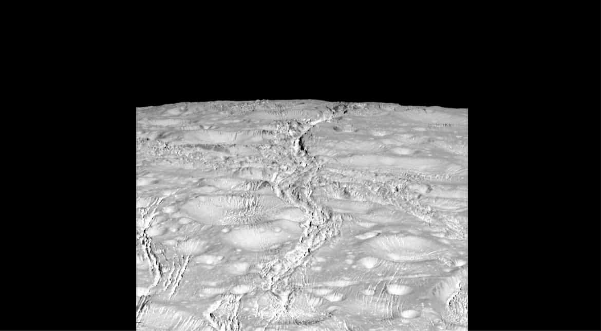 Saturn's icy moon Enceladus from NASA's Cassini spacecraft (Source: NASA/JPL-Caltech)