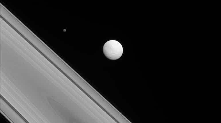 Three of Saturn's moons from NASA's Cassini spacecraft (Source: NASA/JPL-Caltech)