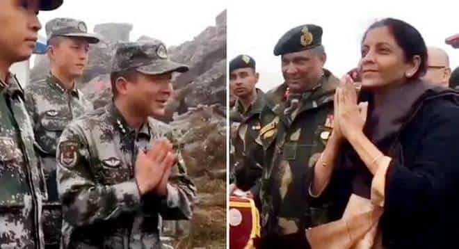 WATCH: Defence minister Nirmala Sitharaman teaches Chinese soldiers to say 'namaste' WATCH: Defence minister Nirmala Sitharaman teaches Chinese soldiers to say 'namaste'