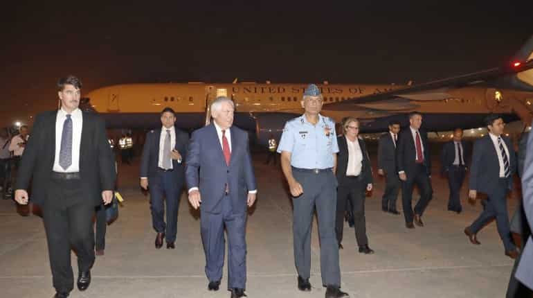 Rex Tillerson arrives in India, set to meet Sushma Swaraj, PM Modi today Rex Tillerson arrives in India, set to meet Sushma Swaraj, PM Modi today