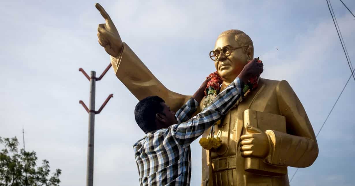 The garland on Anantapur's Ambedkar statue