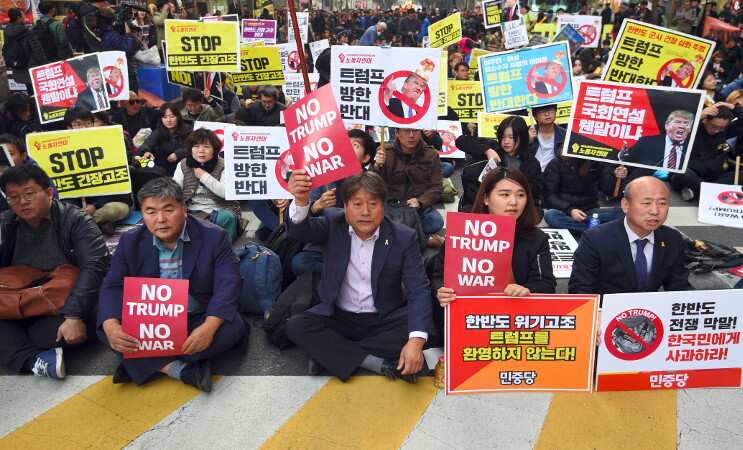 Thousands urge peace in anti-Trump protest in South Korea